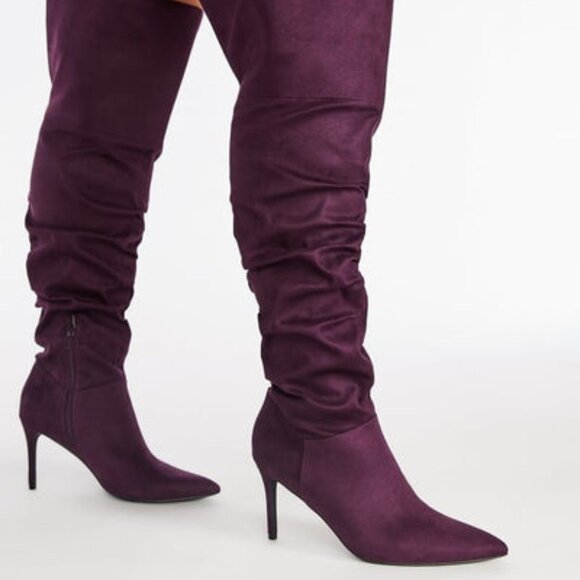 SHOEDAZZLE OVER THE KNEE SLOUCHY BOOTS FAUX SUEDE INNER ZIP TRUE TO SIZE - Picture 6 of 8